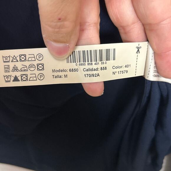 Massimo Dutti womens medium navy blue long sleeve blouse top New lightweight - Picture 4 of 8